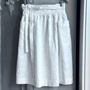 Jill Jill Stuart White Cotton Eyelet Skirt Size 6 NWOT Elastic Tie Pocket Midi